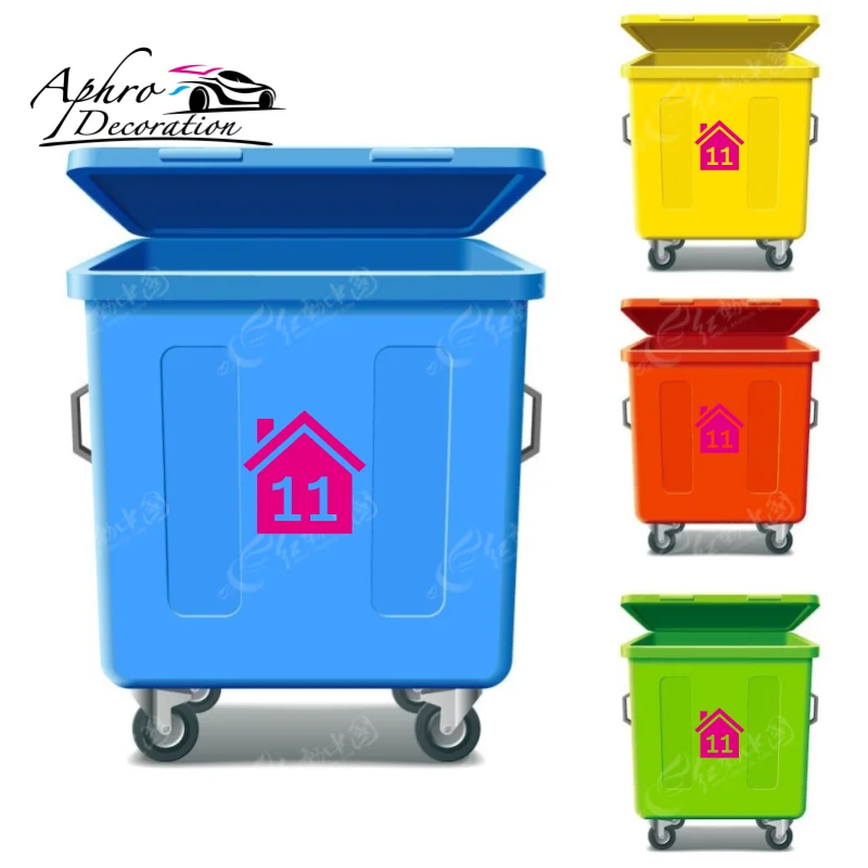 4pcs Custom House Number Garbage Can Rubbish Trash Bin Sticker Decal Waterproof Vinyl Home Decor