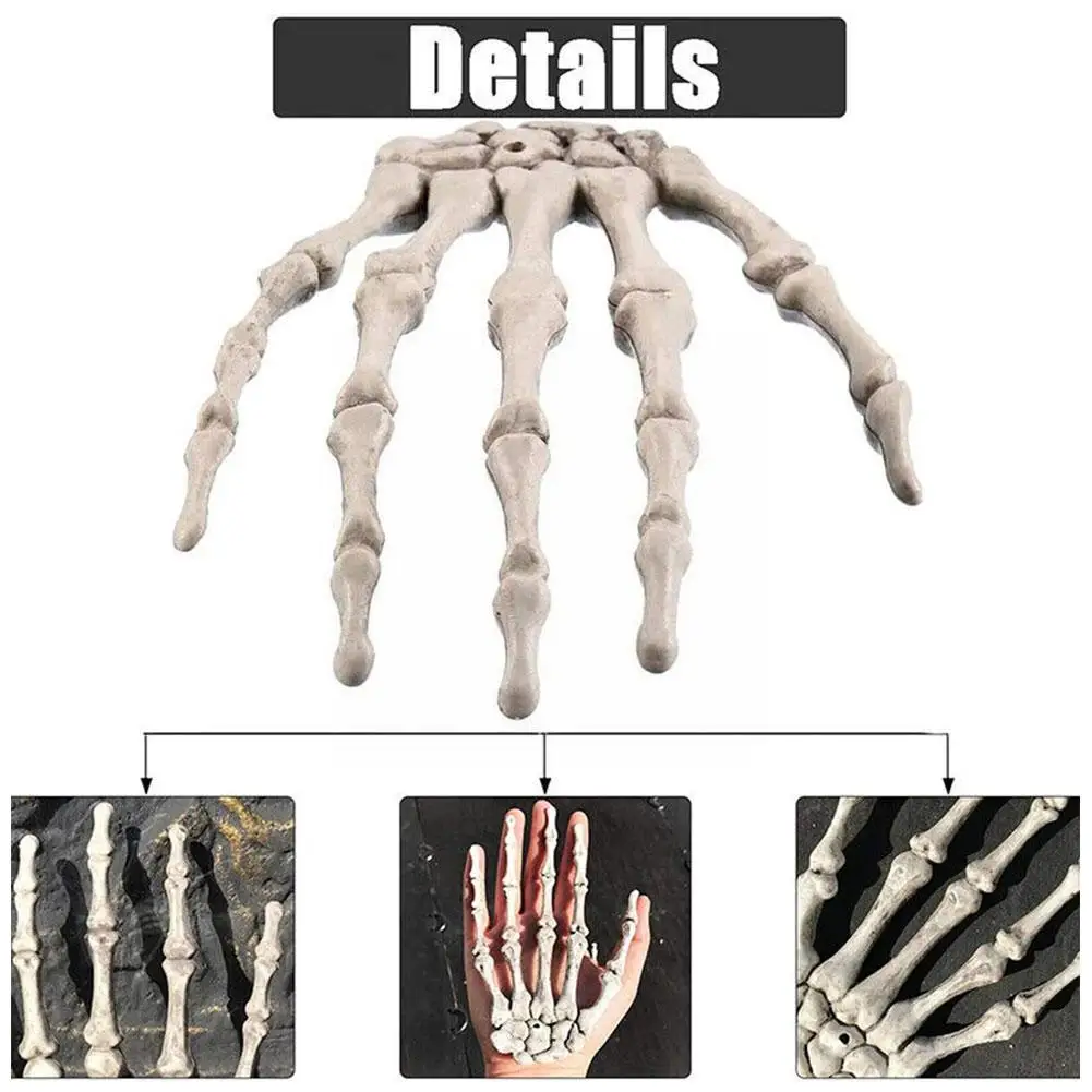 

1Pair Halloween Fake Skeleton Hands Bone Scary Human Hand Zombie Party Terror Props For Halloween Decoration Supplies D3S3