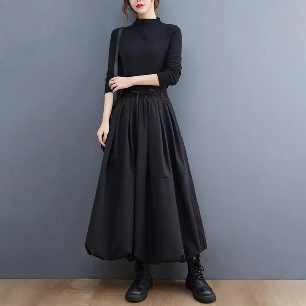 

Women Puff Skirt Women's High Waist A-line Maxi Skirt with Pockets Thick Warm Woolen Skirt Fashionable Winter Female Long Women