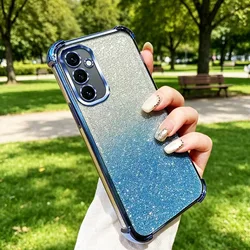 Glamorous Glitter Shockproof Phone Case with Ultra - Soft Bumper Cover for Galaxy A27 (Blue)
