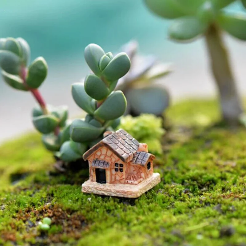 5Pcs Mini Doll House Stone House Resin Decorations for Home and Garden DIY Decorations(Style Random) miniature figurines resin crafts house kit