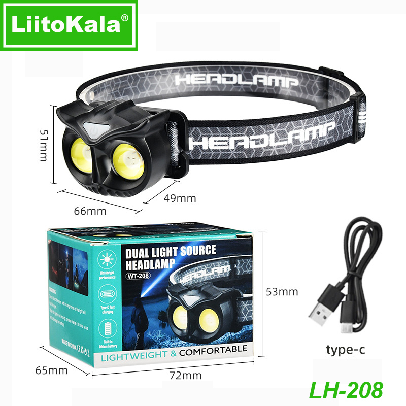  LiitoKala-Small Owl Headlamp, LH-208 209, Can Place 1.2V, 1.5V, AAA Outdoor Climbing Mountain Head Wearing Lamp 