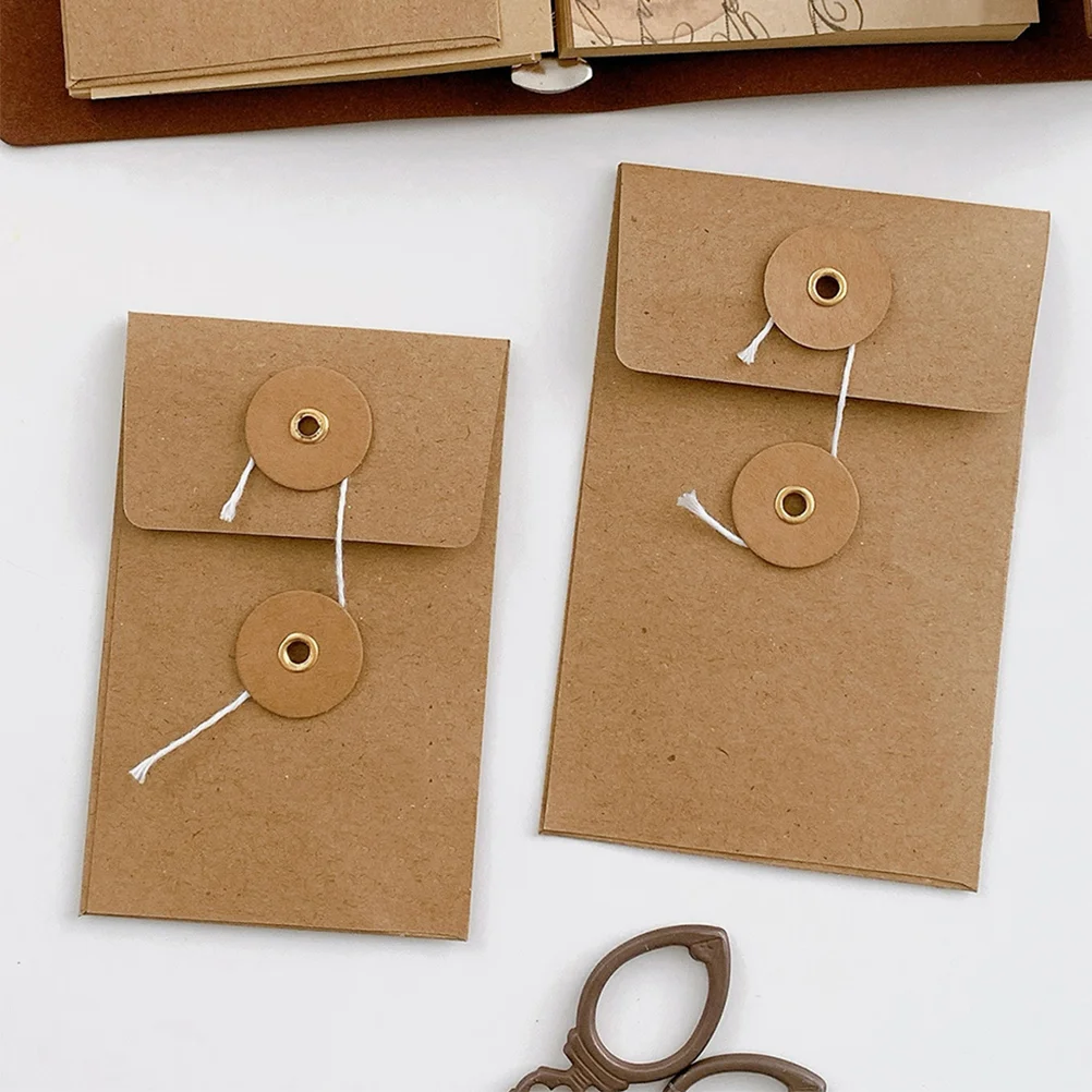 Retro Information Bag Office Envelopes Craft Vintage Greeting Cards Button 5 Pcs