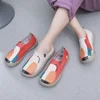 Women Painted Loafers Round Toe Floral Art Sneakers Breathable Casual Walking Shoes Soft Sole Mom's Flat Old Beijing Cloth Shoes 2