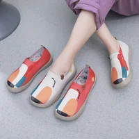 Women Painted Loafers Round Toe Floral Art Sneakers Breathable Casual Walking Shoes Soft Sole Mom's Flat Old Beijing Cloth Shoes 2