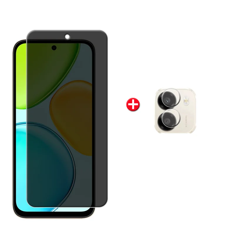 Premium 6-in-1 Privacy Tempered Glass Screen and Lens Protector, 9H Anti-Spy Shield
