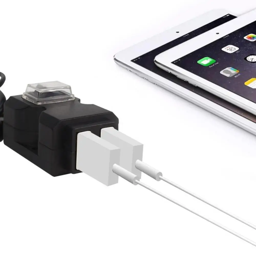 방수 듀얼 USB 오토바이 핸들 바 충전기 소켓, 스위치 및 마운트, 오토바이 전자 액세서리, 12V