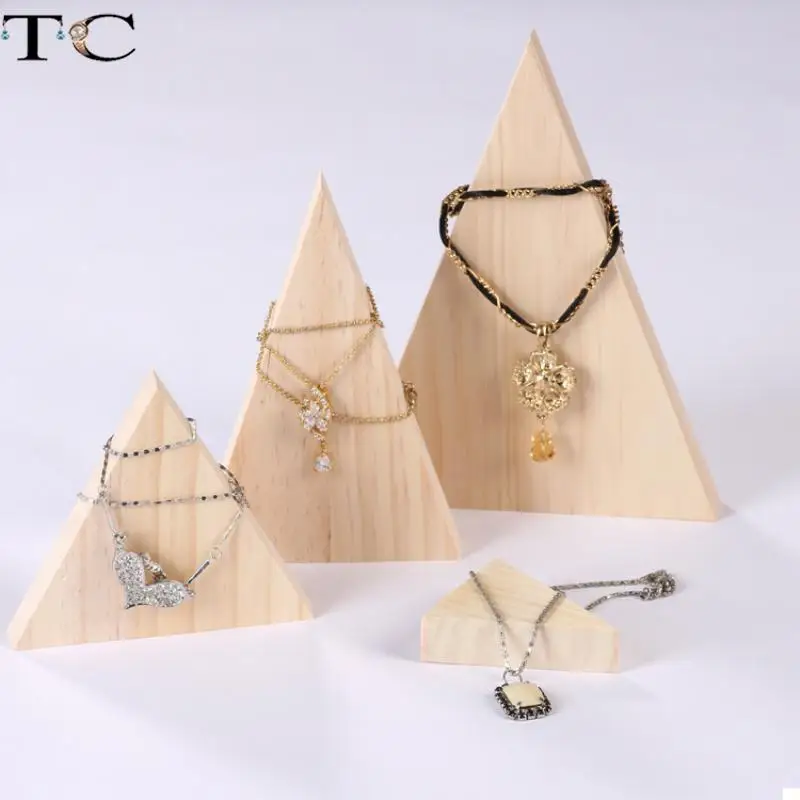 Solid Wood Triangle Necklace Display Stand Sunglasses Storage Rack 4-Piece Window Glasses Decoration Rack