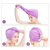 Microfiber Hair Towel Wrap for Women Super Absorbent Shower Cap Towel with Button Quick Hair Towel Drying Soft Dry Hair Cap 4