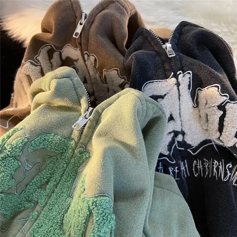 Angel Ears Hoodie Women Letter Embroidery Zipper Hooded Sweatshirt Harajuku Gothic Oversized Jacket Coats Y2k Streetwear - Image 6