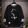 Spring  Autumn Men's Sweatshirt Japan Cartoon Cat Sportswear Long Sleeved O Neck T-shirt  Harajuku High Street Men Clothing 2024 1