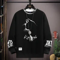 Spring  Autumn Men's Sweatshirt Japan Cartoon Cat Sportswear Long Sleeved O Neck T-shirt  Harajuku High Street Men Clothing 2024 1