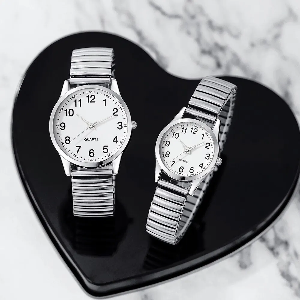 Silver Couple Quartz Watch Magnetic Heart Bracelet 4pcs For Couple Fashion Creative Leisure Round Watch Dial Dainty Bracelet Set quartz watch,fashion couple watches