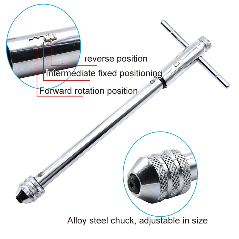 M3-M8 Adjustable Ratchet Hand Tap Wrench M5-M12 Extended Tapping Forward and Reverse Tapping Tool Accessories 4
