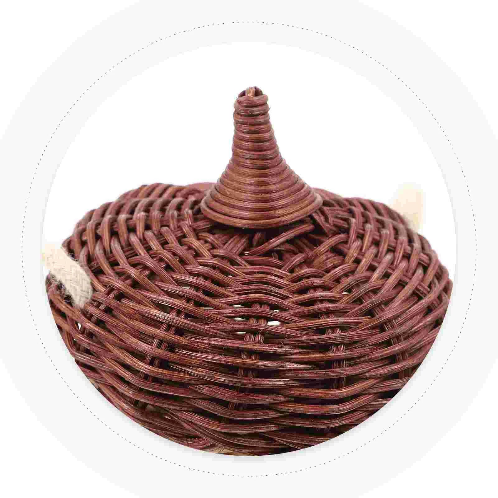 Acorn Shape Mini Rattan Woven Basket Kids Crossbody Bag Storage Baskets Handbag Shoulder Bag Purse Mini Cross Body Bag Home 3