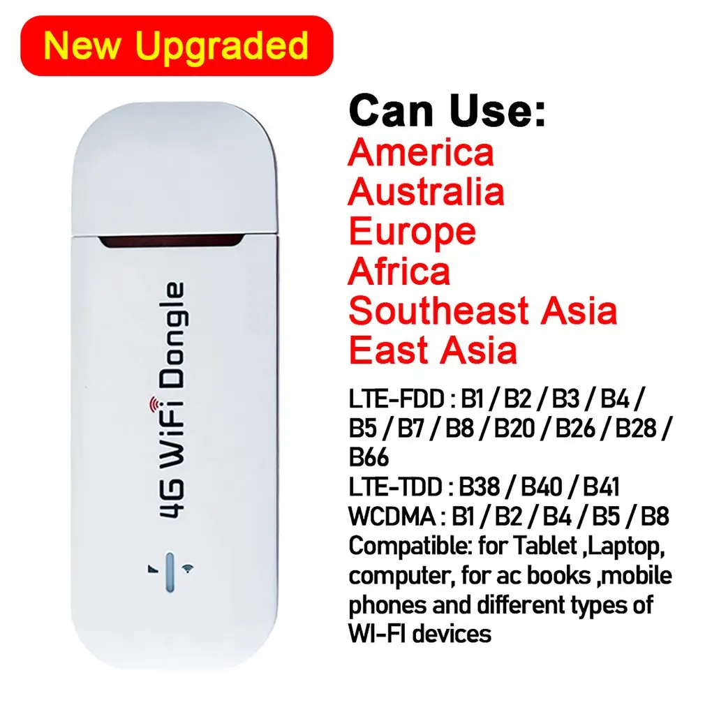 4G LTE USB Modem Network Adapter With WiFi Hotspot SIM Card 4G Wireless Router For Win XP Vista 7/10 Mac 10.4 IOS Hot Selling