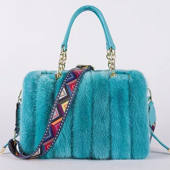 Borsa a mano con capacità in pelliccia di visone Borsa da donna semplice ed elegante Design lussuoso per borse da donna Borsa di fascia alta Sac De Luxefemme 1