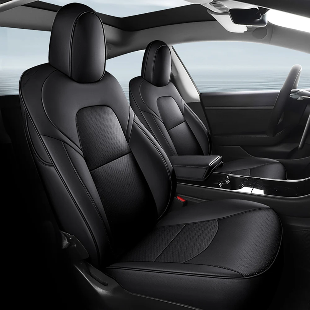 For Tesla Model Y 2020 2021 2022 Full Set Custom Fitted Faux Leather Car Seat Covers Interior