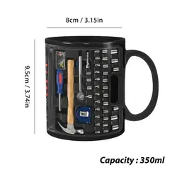 Mechanic's Black Ceramic Mug: Multi - Use Coffee, Tea, or Beverage Cup - 350ml (F)
