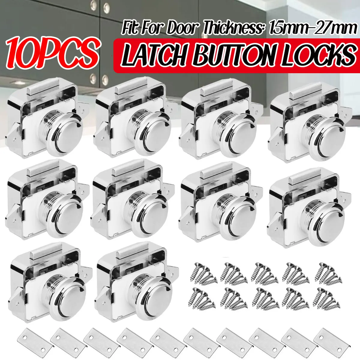 

10pcs Camper Car Push Lock RV Caravan Boat Motor Home Cabinet Drawer Latch Button Locks Furniture Door Lock Hardware