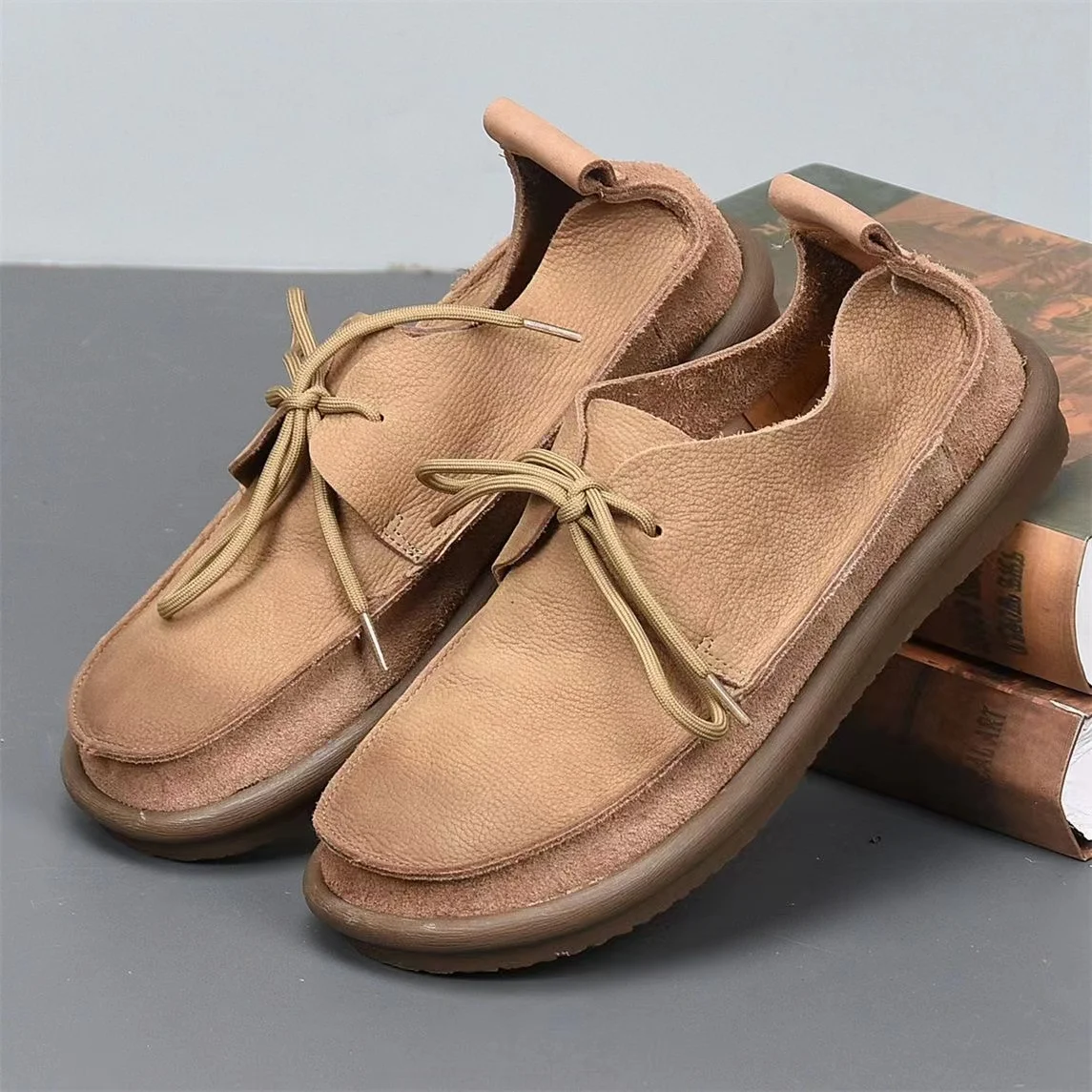 Careaymade-Handmade Genuine Leather Flats Women Shoes Round Toe Shallow Soft Sole Loafers Retro Solid Women Flats women shoes,women flats
