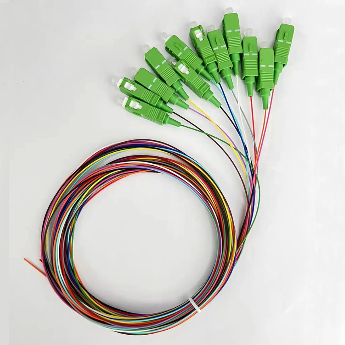 Optical Fiber Pigtail SC/APC 12 Colors Fiber Optic Pigtail 0.9mm Single Mode 1.5M Jumper