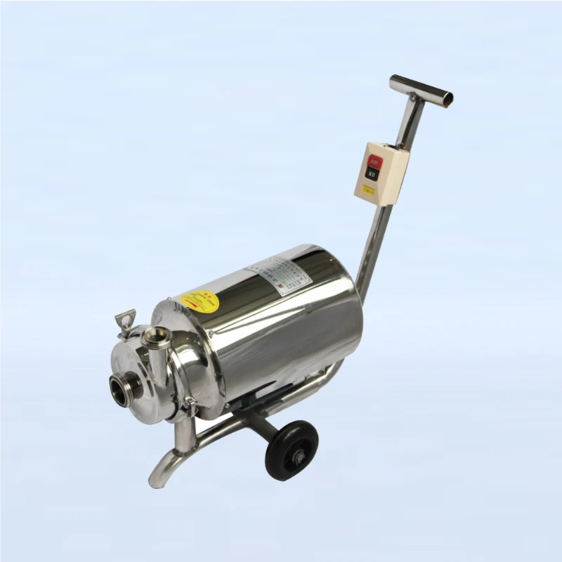 

220V 50hz Food Grade Stainless Steel SS304 Sanitary Beer Milk Beverage Transfer Mobile Centrifugal Pump With Trolley