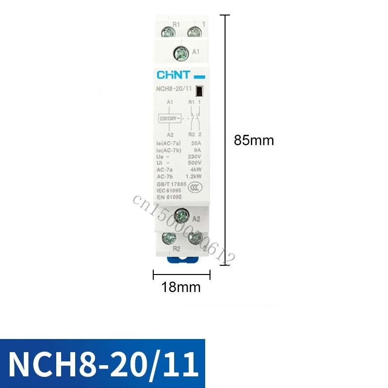 CHINT NCH8 20A 25A 40A 63A 딘 레일 가정용 미니 AC 콘택터 220V 230V 400V 63/22 63/40 40/40 40/22 1NO 1NC 2NO 2NC 4NO 2P 4P