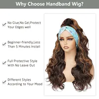 Perruque bandeau synthétique longue ondulée pour femmes, perruque de mise en place et aller, perruque longue bouclée pour femmes, utilisation quotidienne de fête 5