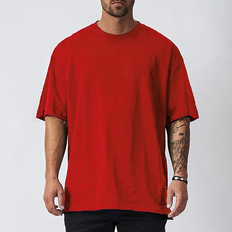 Oversized Loose Short Sleeve T Shirt Mens Fashion Streetwear Fitness