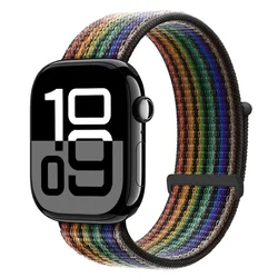 Nylon Loop Strap Bracelet for Smartwatch - Vibrant and Durable Design (96 black Rainbow)