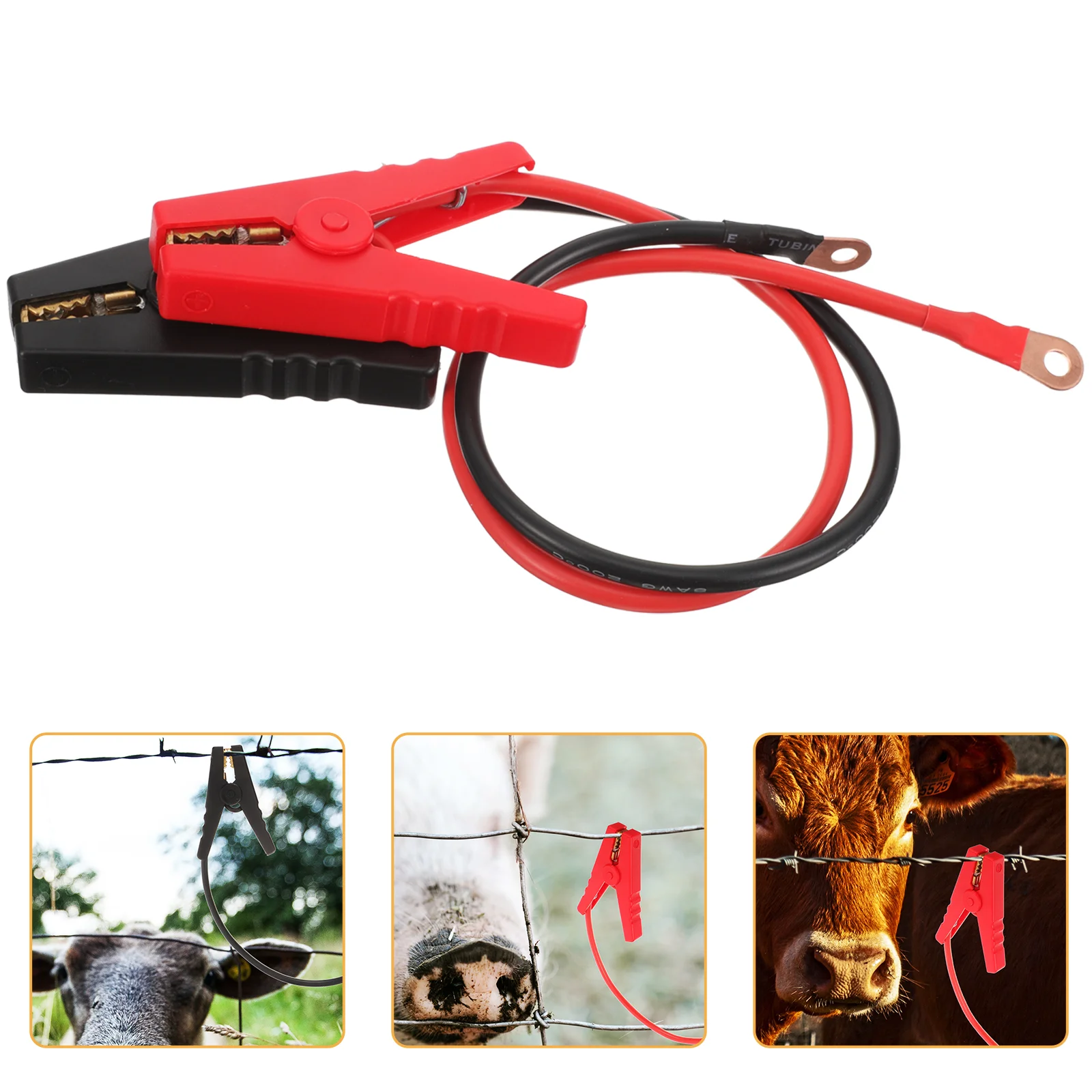 

2 Pcs Electric Farm Fence Jump Connector Alligator Clips Lead Cables Leads Chargers for Livestock Accessory