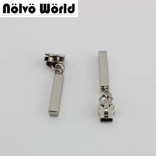 Zipper Pull for #5 Coil Zipper - Silver Rectangular