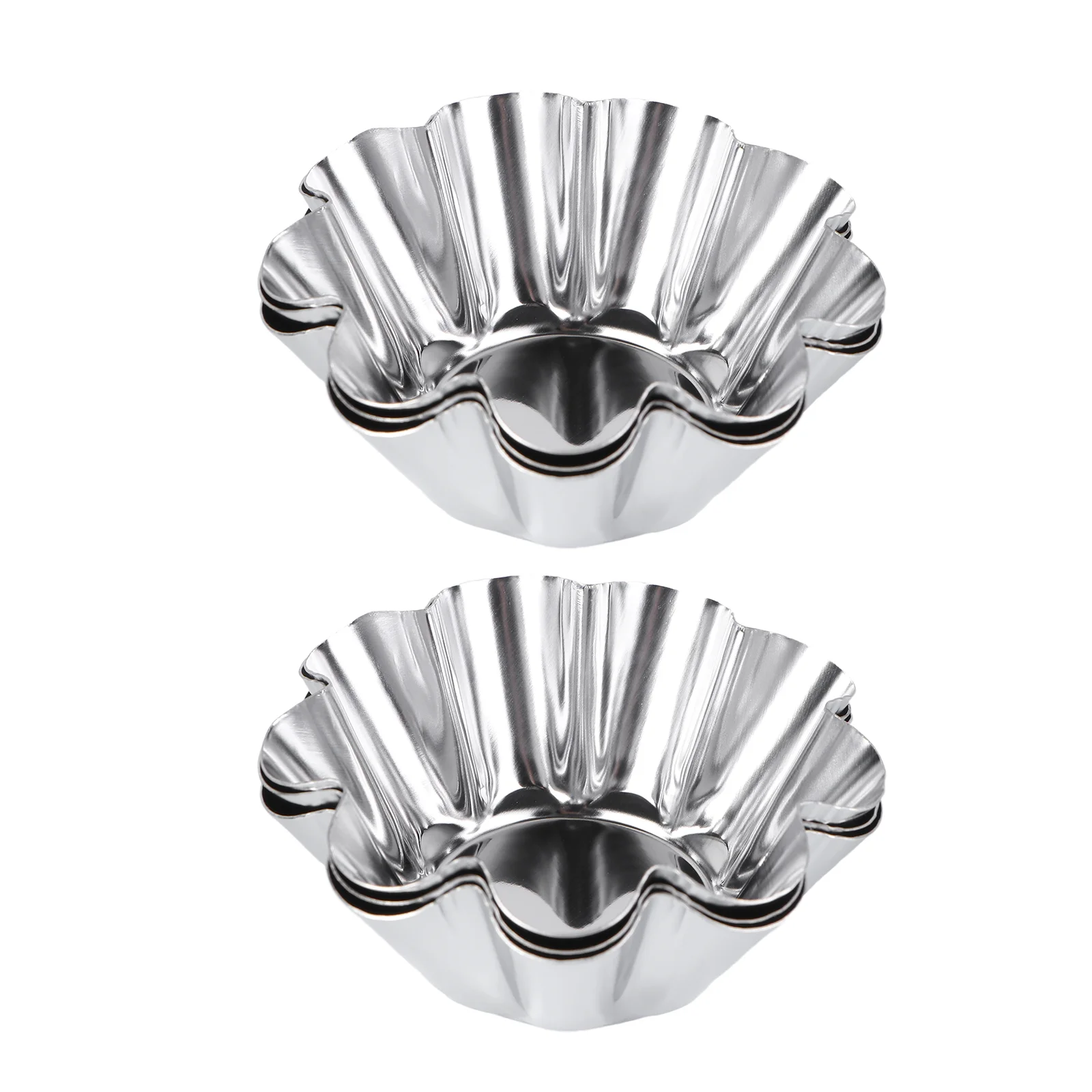 

Delicate Stainless Steel Useful Tart Pans Flower Reusable Cupcake Muffin Baking Cup Mold for Kitchen Bakeware (Silver)