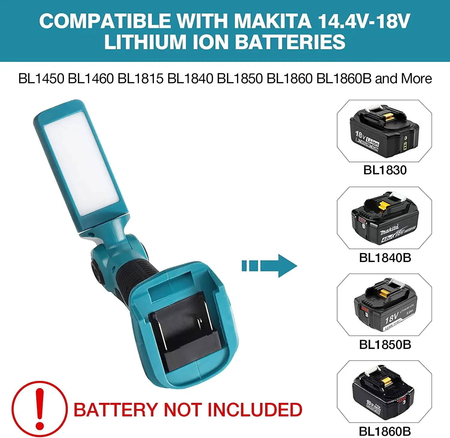 ŰŸ 18V Ƭ ̿ ͸ LED ۾ , BL1850, BL1830, ޴ ƮƮ ũ , USB 5V 2.1A, 12W, 1000LM
