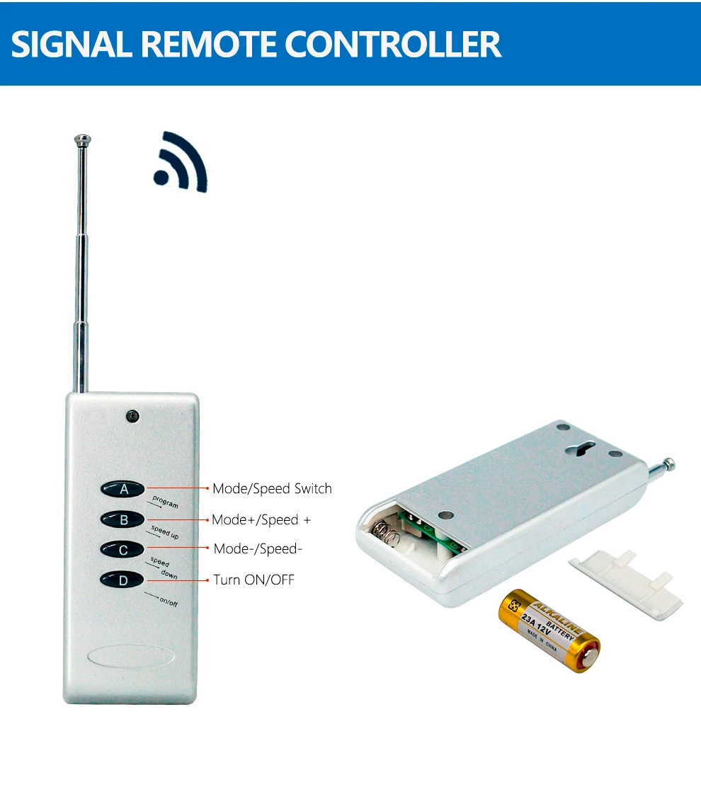 Manufacturer Hc008 Dc5-24V Rf 4Keys Remote Multiple Synchronous Control Led Pixel Spi Controller For Ws2811 2812 1903 16703