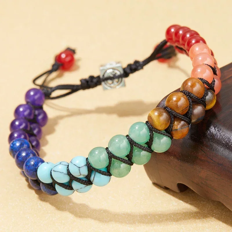Bohemian Style Handmade Stone Chakra Anklet For Women 1pc Adjustable Double Strands fashion accessories