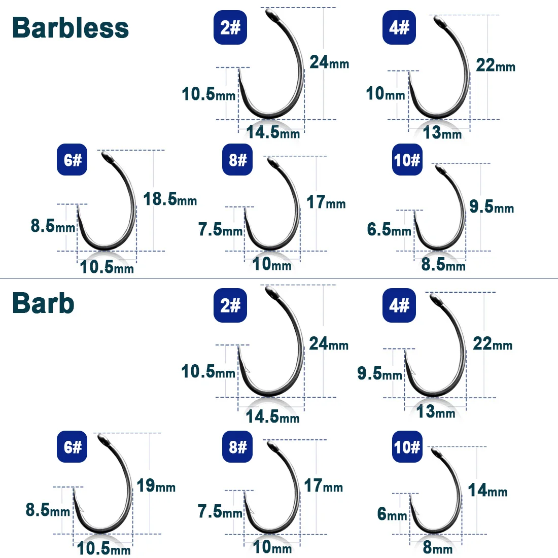 Carp Fishing Hooks 50~100Pcs Barbed/Barbless Fishing Hooks Fly Curved –  9km-dwlife