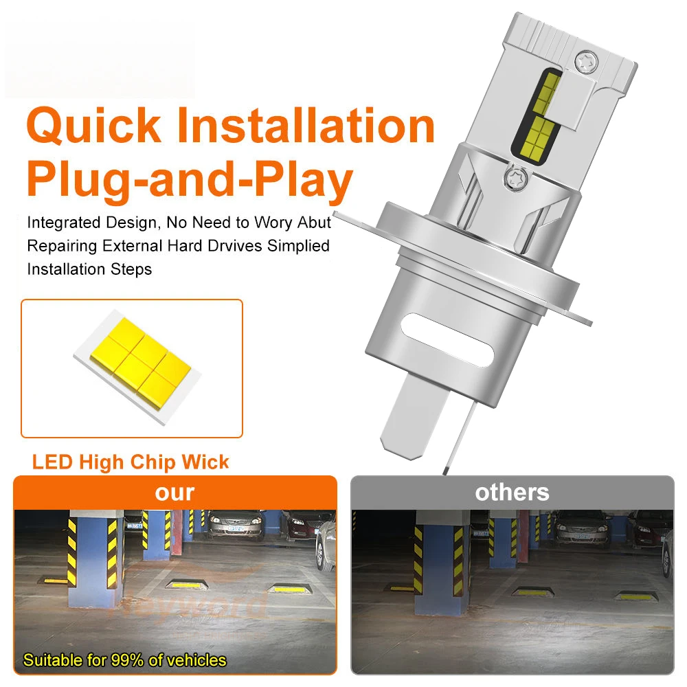 헤이워드 H7 LED 전구 H4 자동차용 헤드라이트 CANBUS 1500W 라이트 6500K 미니 무선 터보 팬 자동차 LED 헤드램프 12V
