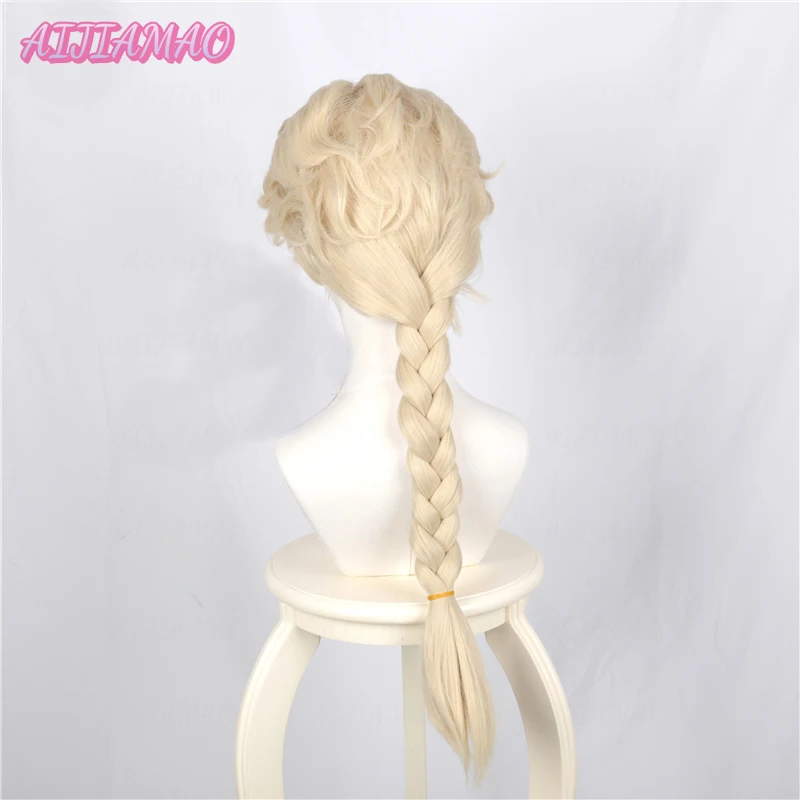 Elsa Pruik Synthetische Beige Vlecht Stijl Cosplay Pruiken Halloween Carnaval Party Spelen Rol + Pruik Cap