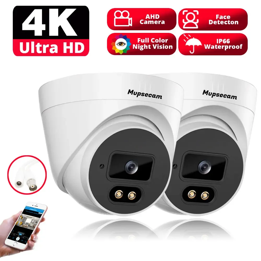 8MP 4K AHD CCTV Camera Outdoor Face Detection Dual Light Color Night Vision H.265 CCTV Metal Dome Surveillance AHD Cameras