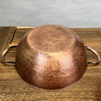 Marmite à soupe en cuivre Vintage, marmite chaude fabriquée à la main, ustensile de cuisson des aliments, mijoter et ragoût de pâtes, avec couvercle, casseroles portables de 24 cm 5