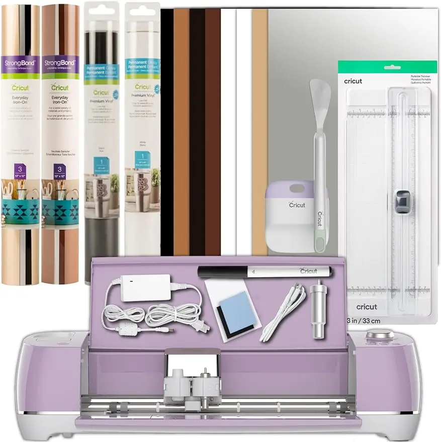 

Cricut Explore Air 2 с повседневными пробоотборниками для утюга, виниловыми рулонами, комплектом необходимых инструментов и переносным триммером
