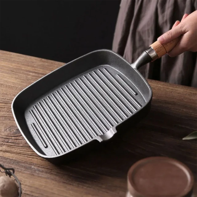 Cast Iron Frying Pan Uncoated Non-stick Cooking Pot Home Cookware 24cm Steak Frying Camping - Image 5