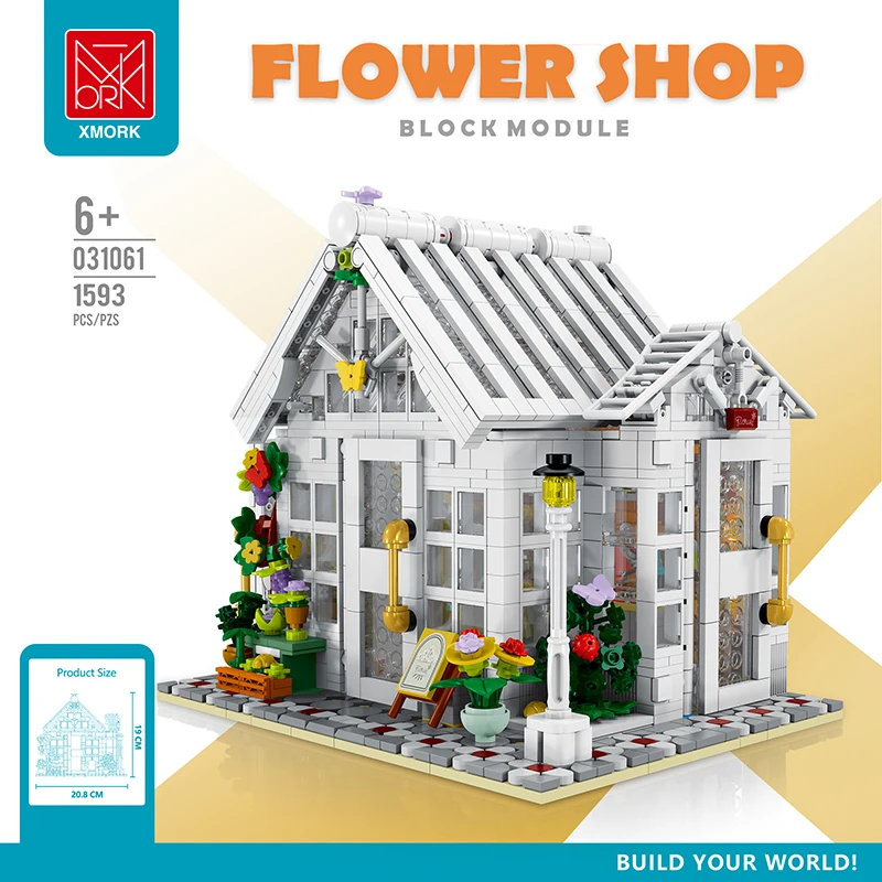 

MORK 1563pcs Sunshine Coffee House Building Blocks Model Streetview Modular Architecture Kit Bricks Toys for Kids Boy Gifts