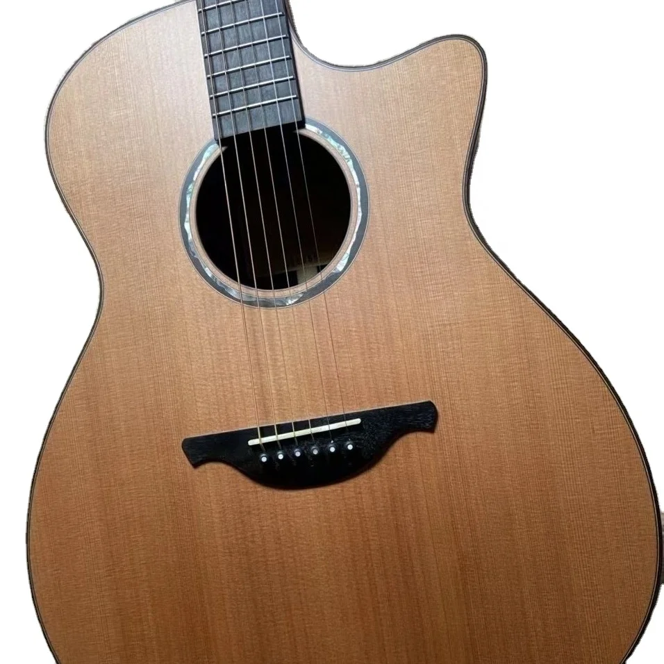 

Custom Real Abalone Rosette Solid Cedar Top Solid Rosewood Back Side Ebony Fingerboard Acoustic Guitar G-PS41C