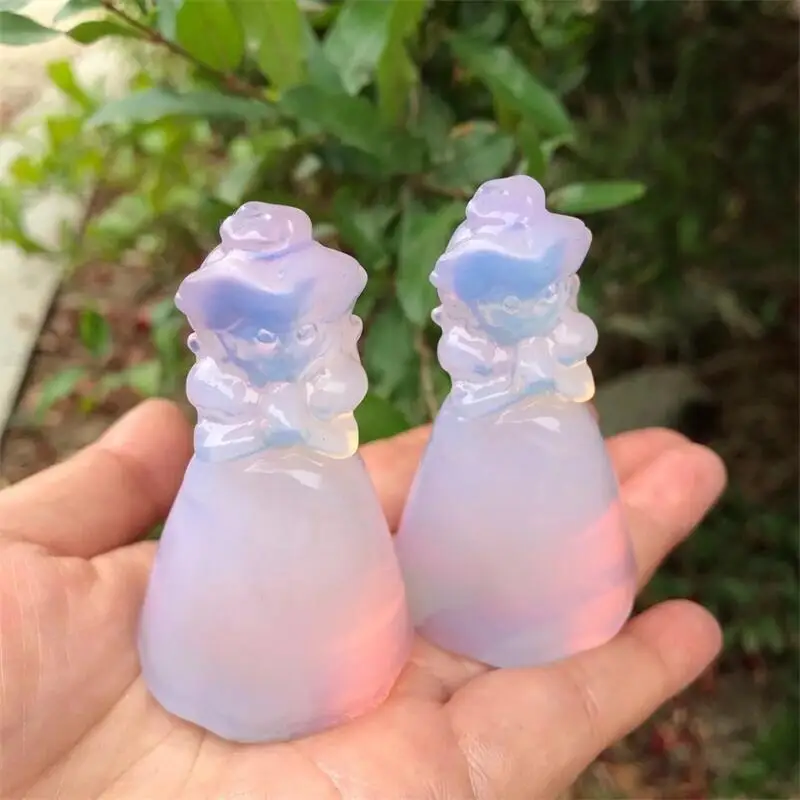 

High Quality Opalite Princess Gemstone Carving Healing Crystal Crafts Figurines Reiki Lucky Home Decoration 1pcs