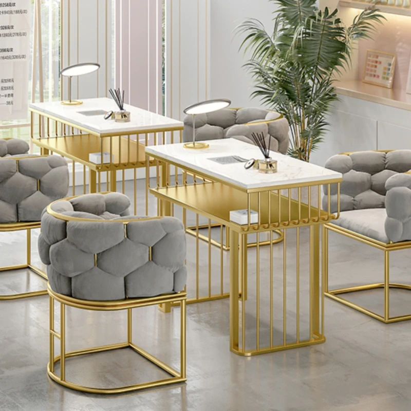 Sedia Da Scrivania Per Unghie Di Design Di Lusso Oro Tavolo Per Unghie Nordico Moderno Collettore Di Polveri Stolik Do Paznokci Mobili Per Attrezzatur