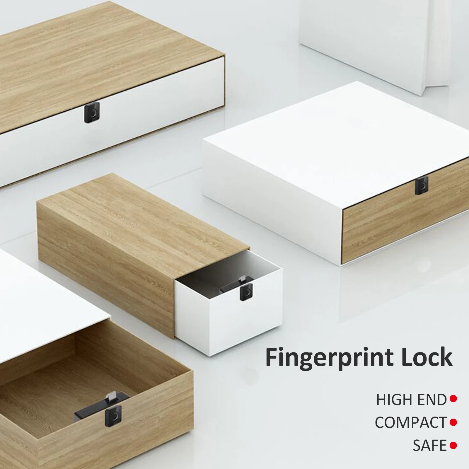 Drawer Lock T4 Smart Fingerprint Lock Keyless Drawer Lock Office File Cabinet Storage Locker Nightstand Anti-theft Free Punching
