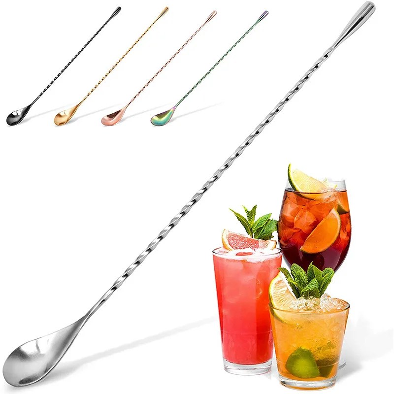30/40/50cm Long Spiral Handle Cocktail Spoon Bartender Drink Shaker Muddler Stirrer Whisky Mixing Rod Kitchen Bar Utensils cocktail spoon